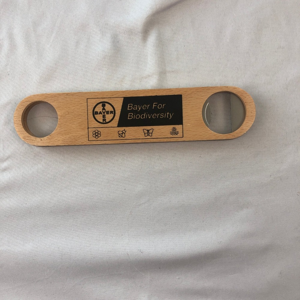 Bayer For Biodiversity Wooden Bottle Opener Natural Wood Bar Tool 7 Inch